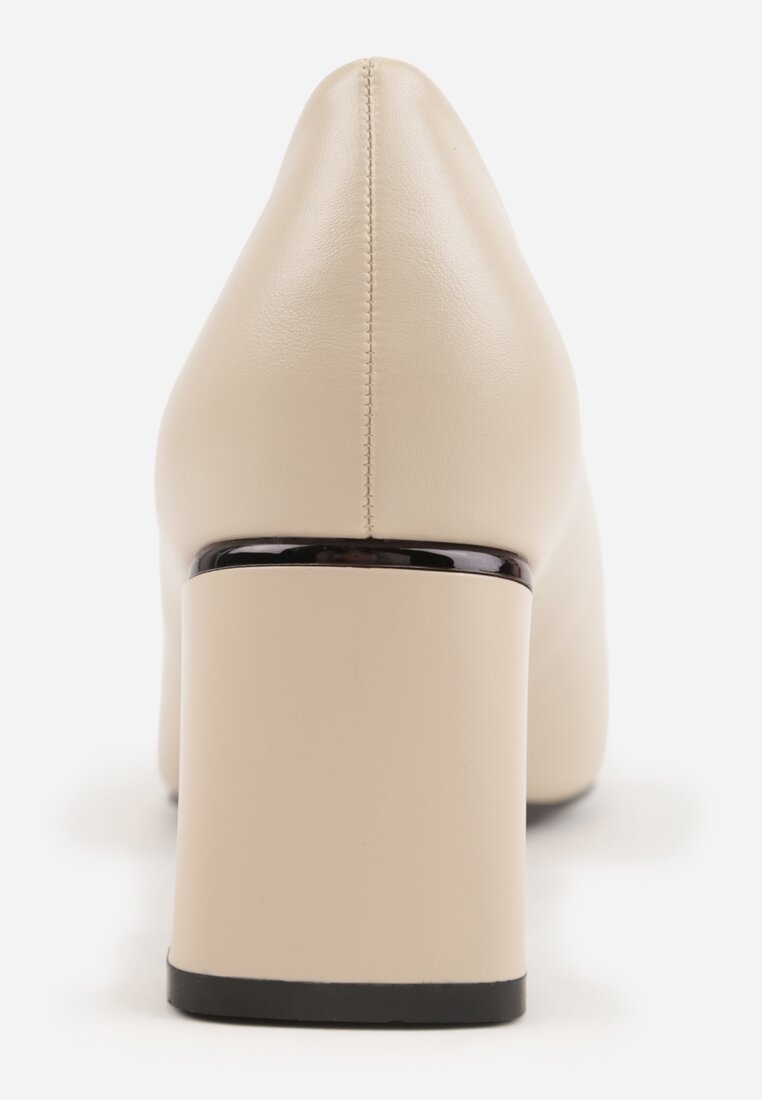 Beżowe Czółenka na Stożkowym Słupku o Nicud