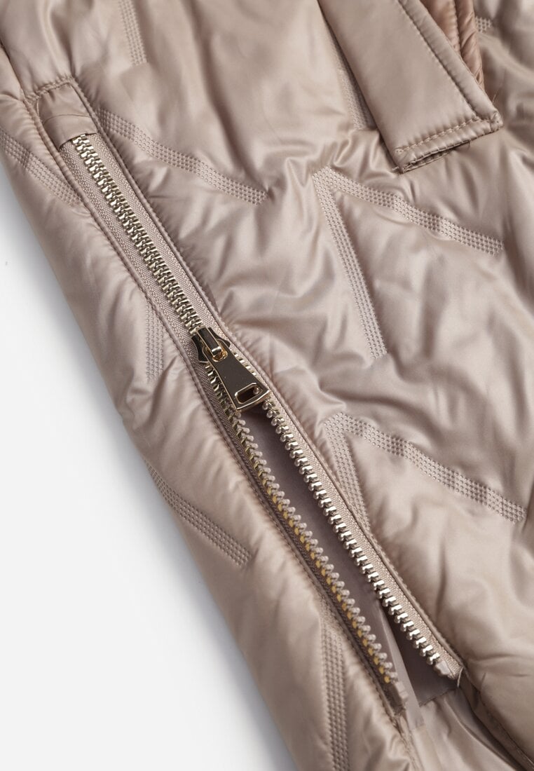 Brązowa Długa Kamizelka Pikowana z Nieodpinanym Kapturem Semaea