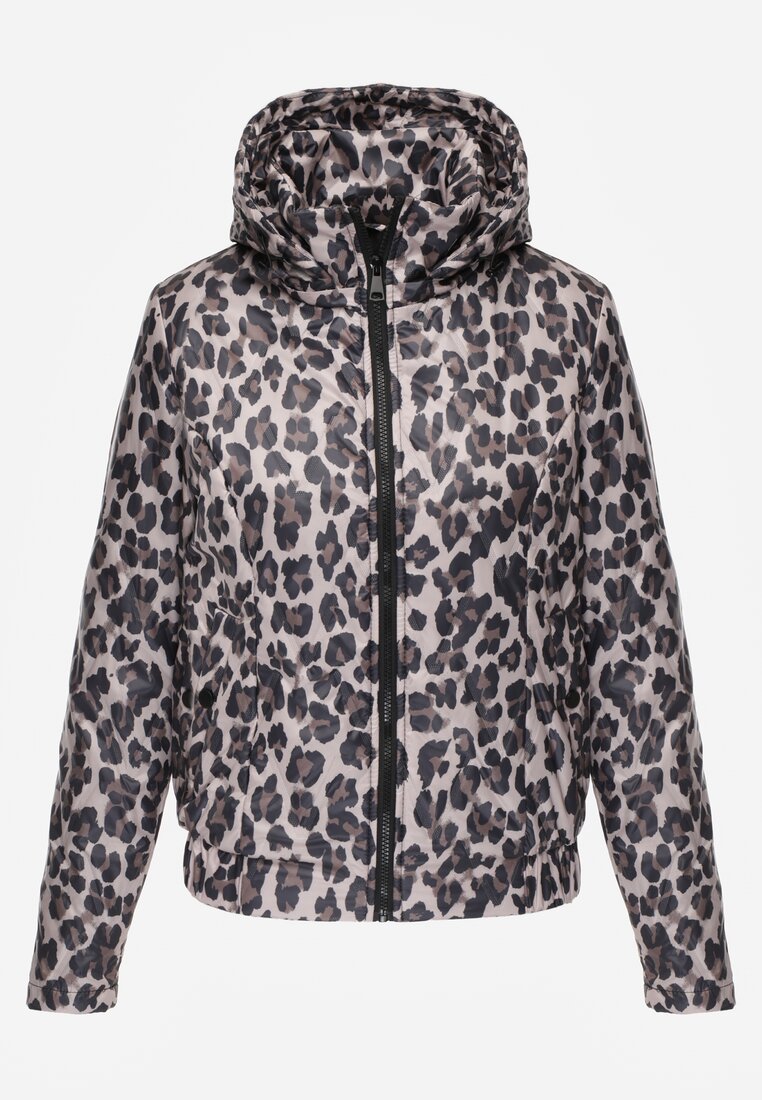 Różowa Panterkowa Kurtka z Odpinanym Kapturem Anastaera