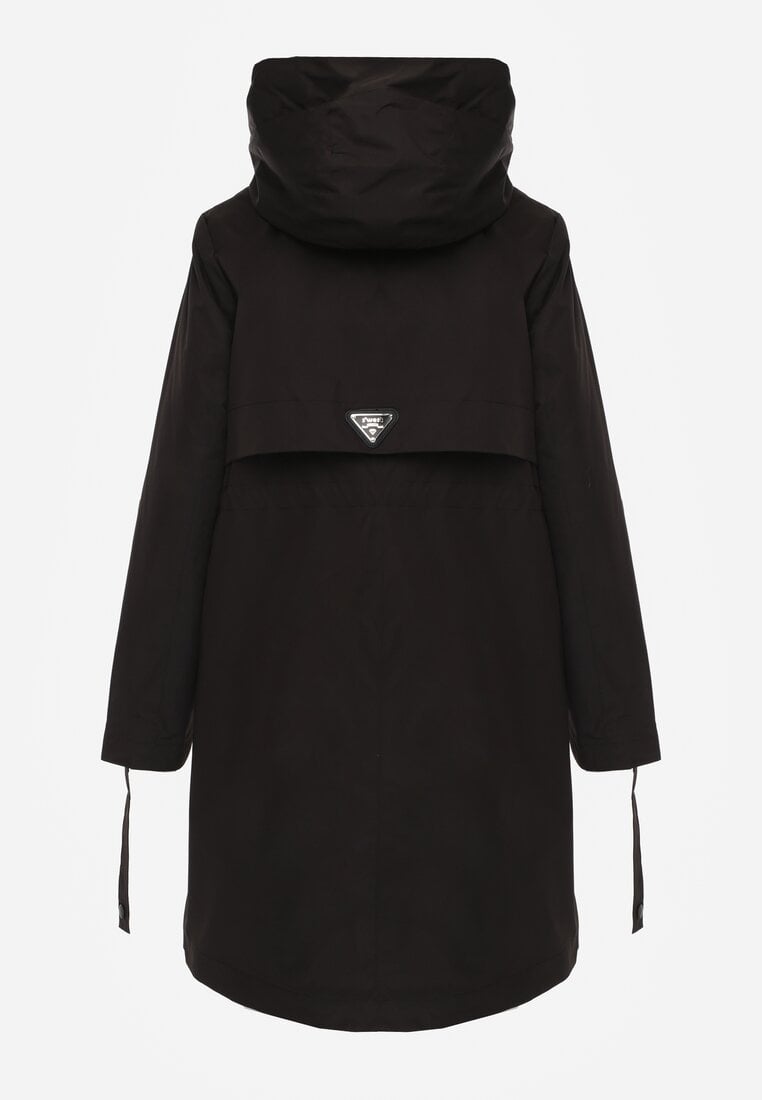 Czarna Przejściowa Kurtka Parka z Rękawami z Możliwością Podpięcia Tinarae