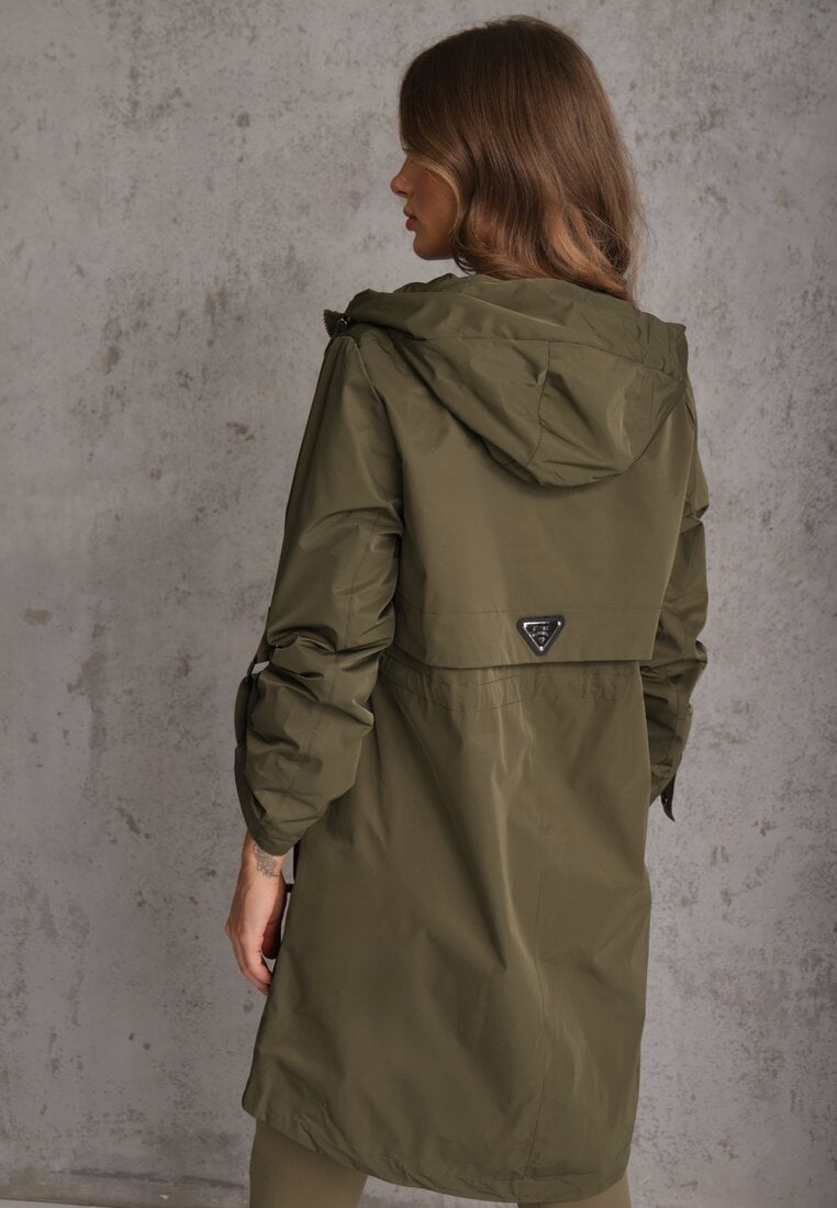 Zielona Przejściowa Kurtka Parka z Rękawami z Możliwością Podpięcia Tinarae