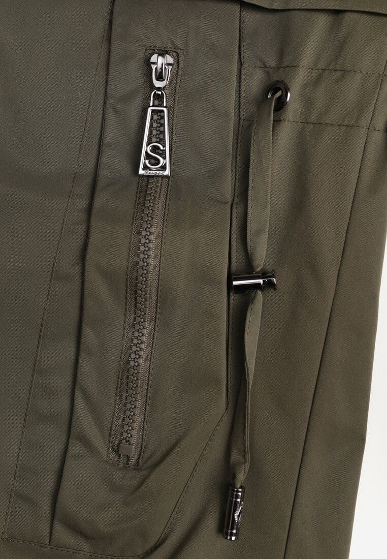 Zielona Przejściowa Kurtka Parka z Rękawami z Możliwością Podpięcia Tinarae