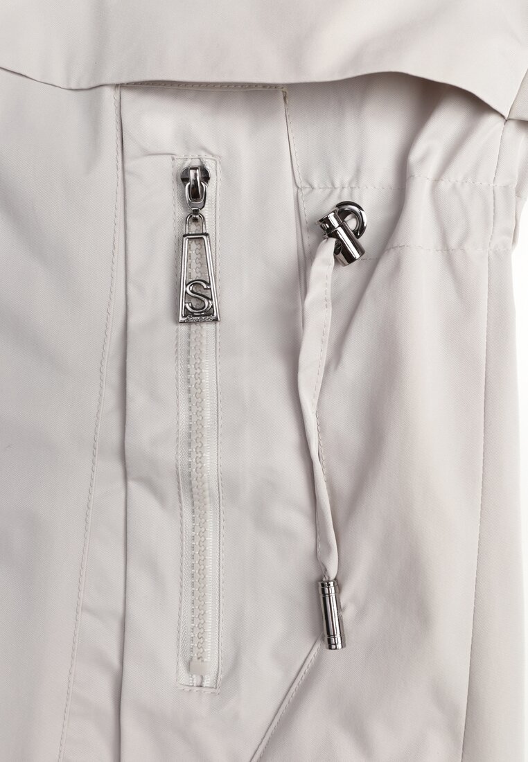 Beżowa Przejściowa Kurtka Parka z Rękawami z Możliwością Podpięcia Tinarae