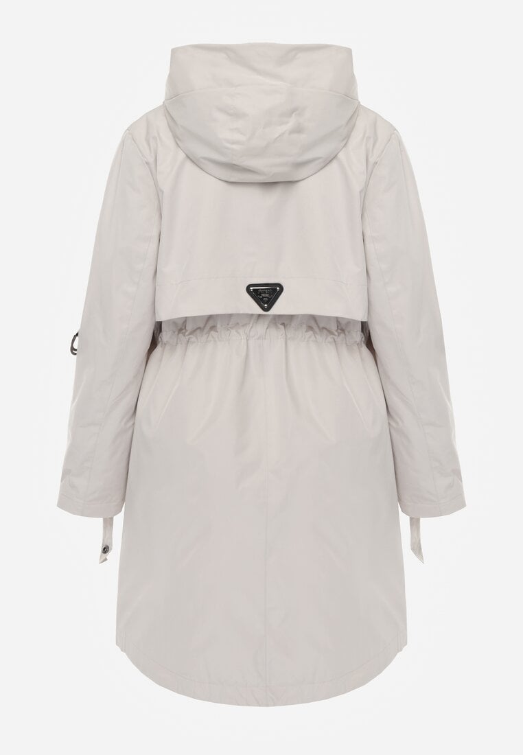 Beżowa Przejściowa Kurtka Parka z Rękawami z Możliwością Podpięcia Tinarae
