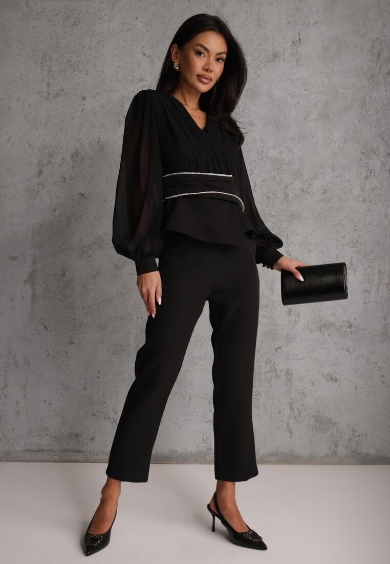 Czarne Klasyczne Spodnie VICES Garniturowe High Waist Dimaia