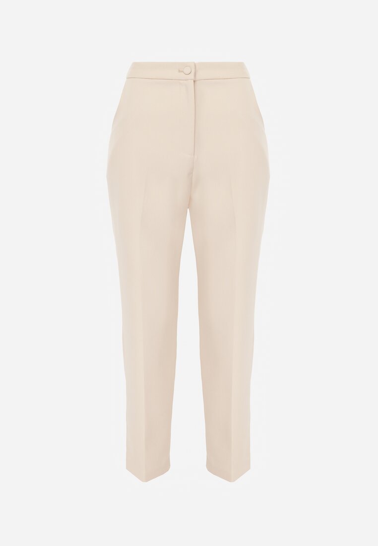 Beżowe Klasyczne Spodnie VICES Garniturowe High Waist Dimaia
