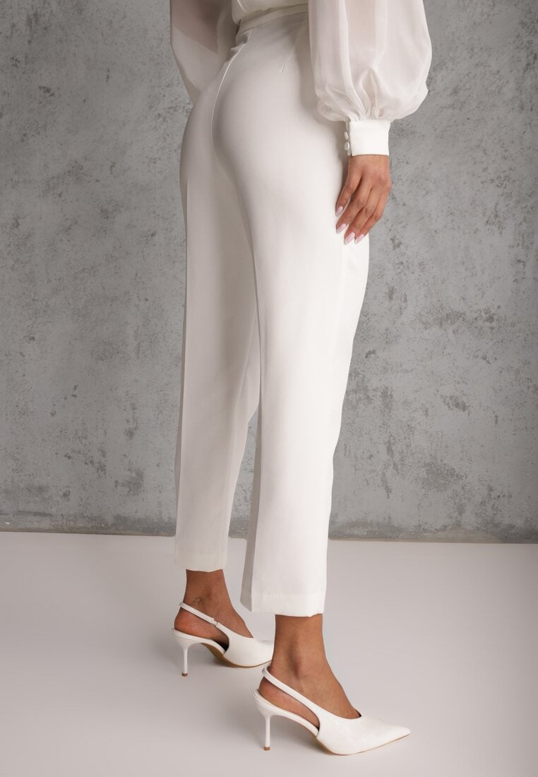 Białe Klasyczne Spodnie VICES Garniturowe High Waist Dimaia