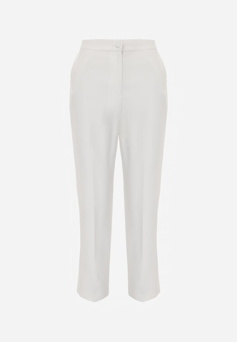 Białe Klasyczne Spodnie VICES Garniturowe High Waist Dimaia