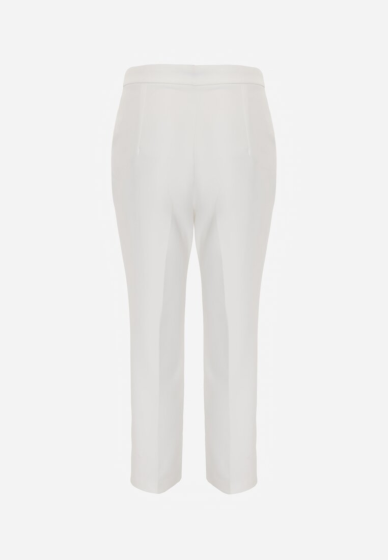 Białe Klasyczne Spodnie VICES Garniturowe High Waist Dimaia