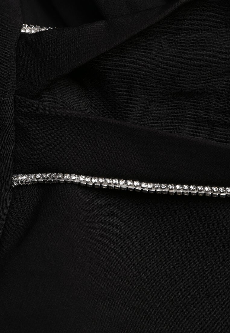 Czarna Bluzka VICES w Kopertowym Stylu z Luźnymi Transparentnymi Rękawami i Dekoltem V Inge