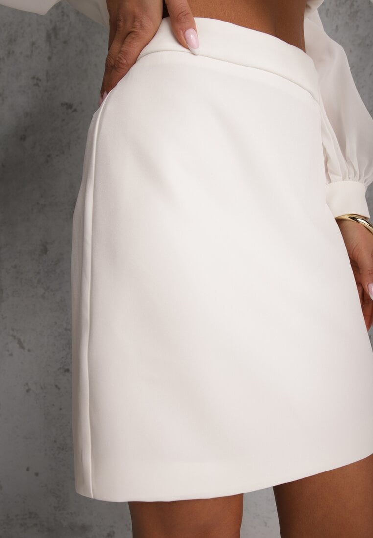 Biała Ołówkowa Spódnica VICES w Stylu Basic Fretima
