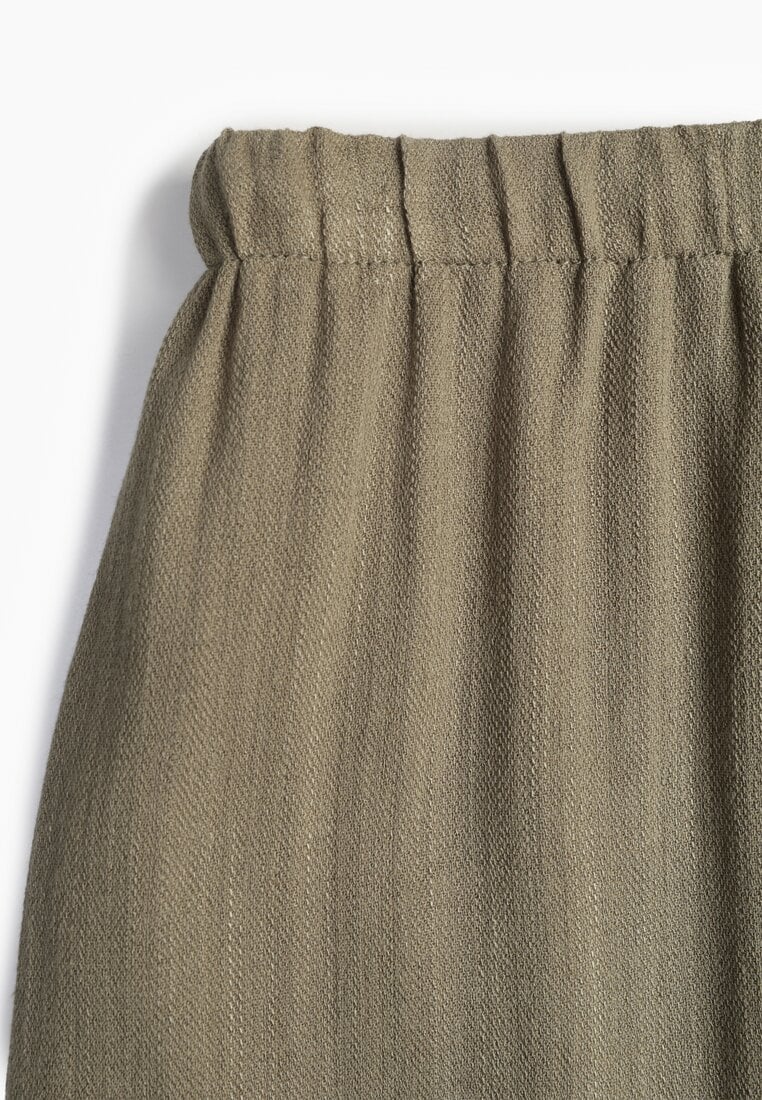 Zielone Spodnie Wide Leg High Waist z Wiskozy Terilinae