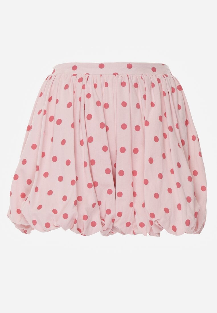 Różowe Szorty z Wiskozą i Bawełną w Stylu Bombki z Motywem Kropek Dita