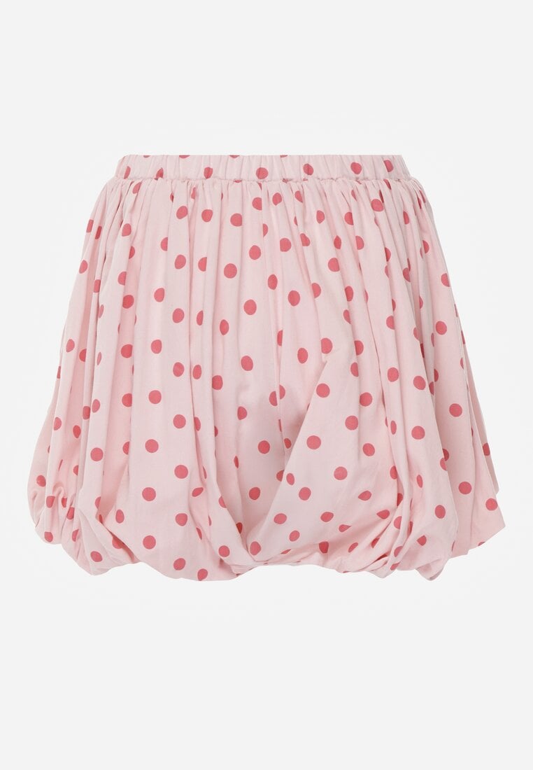 Różowe Szorty z Wiskozą i Bawełną w Stylu Bombki z Motywem Kropek Dita