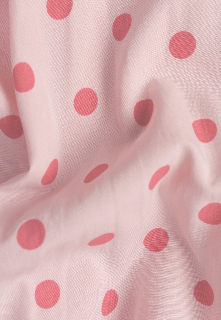 Różowa Nietoperzowa Bluza z Wiskozą w Kropki z Kołnierzykiem Meze