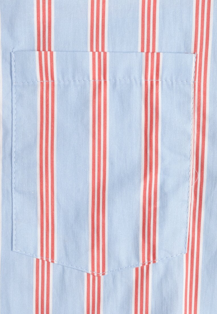 Niebieska Koszula z Bawełny Oversize w Pionowe Paski Telaria