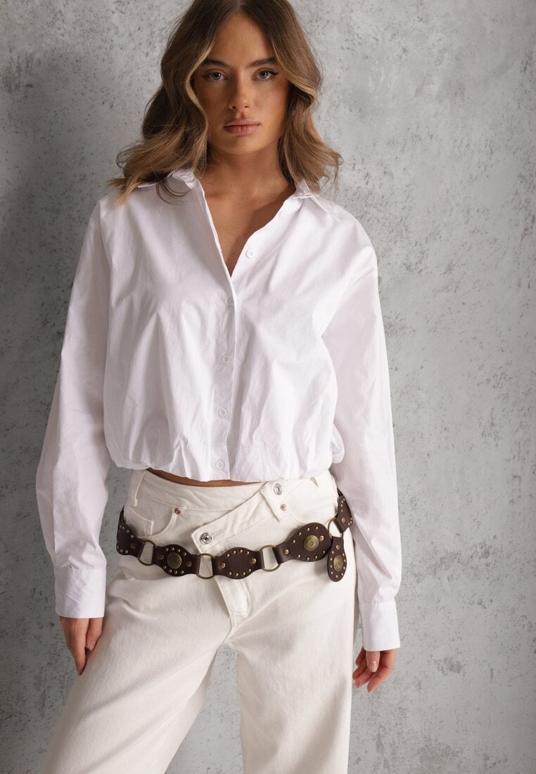 Biała Koszula z Bawełny w Stylu Balloon Oversize Arlelia