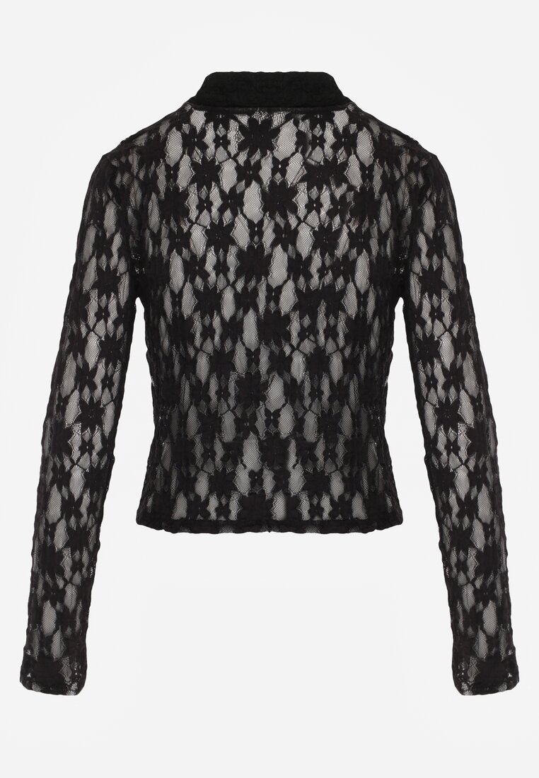 Czarna Koszula z Kwiatowej Koronki Nevieras