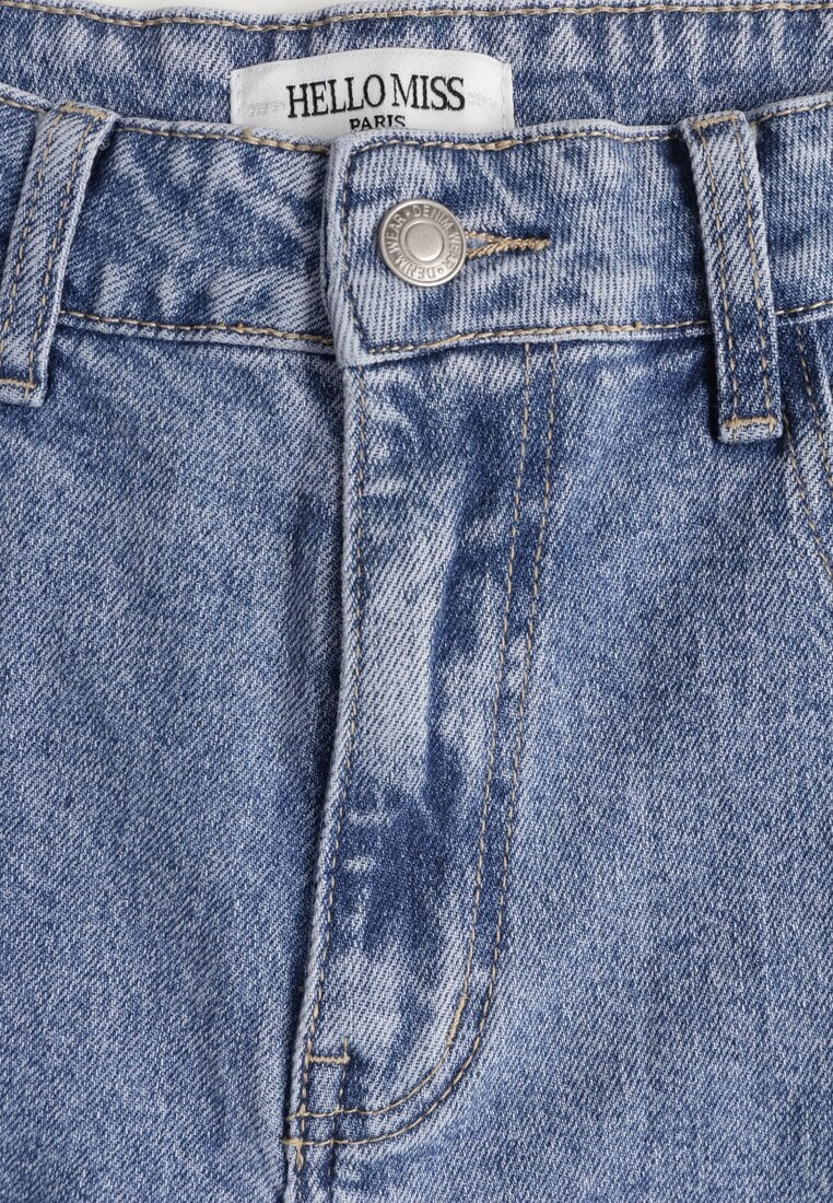 Niebieskie Szerokie Jeansy z Bawełną i Lyocellem High Waist Nansailah