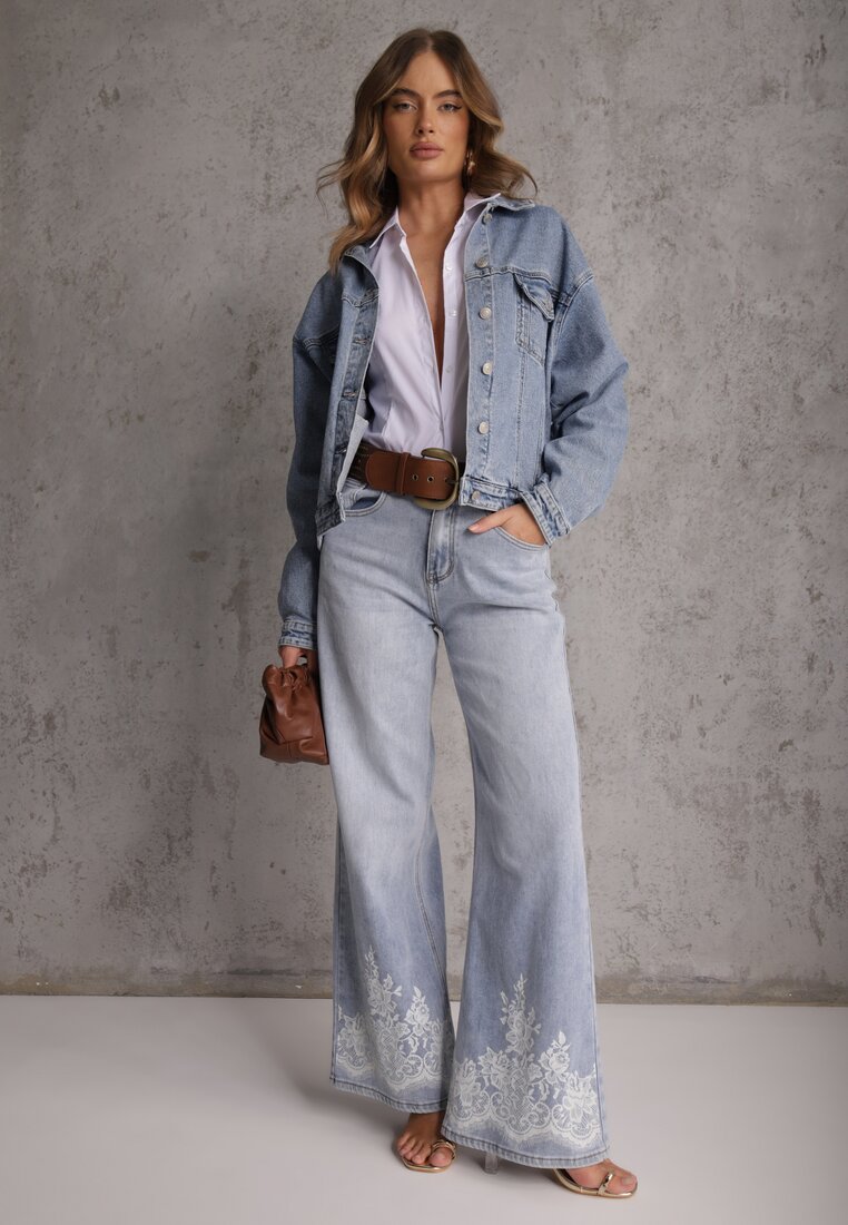 Niebieska Kurtka Jeansowa Oversize z Bawełną i Lyocellem Vimarosse