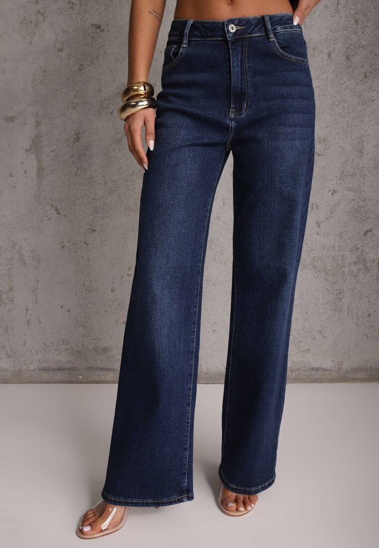 Niebieskie Szerokie Jeansy z Bawełny Vimelsnis