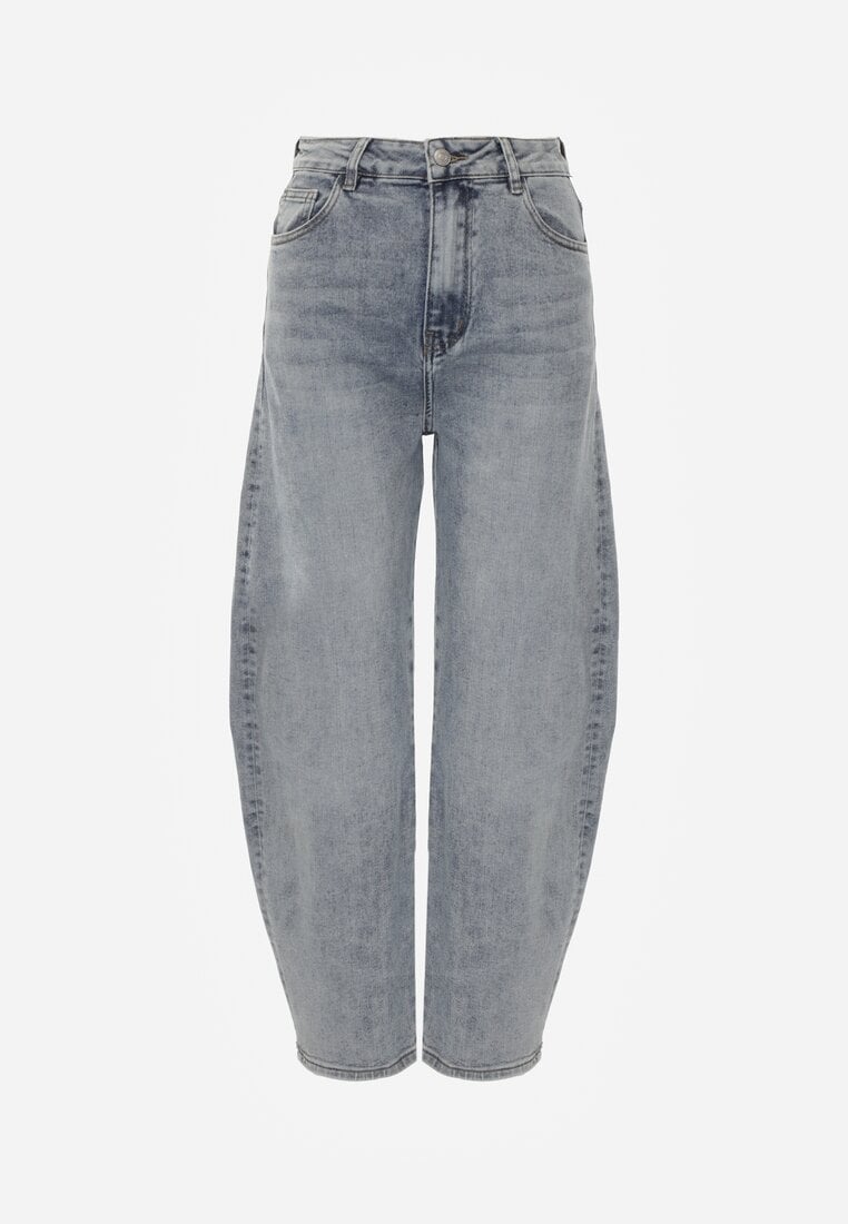 Jasnoniebieskie Jeansy z Bawełny Barrel Leg High Waist Vezorea