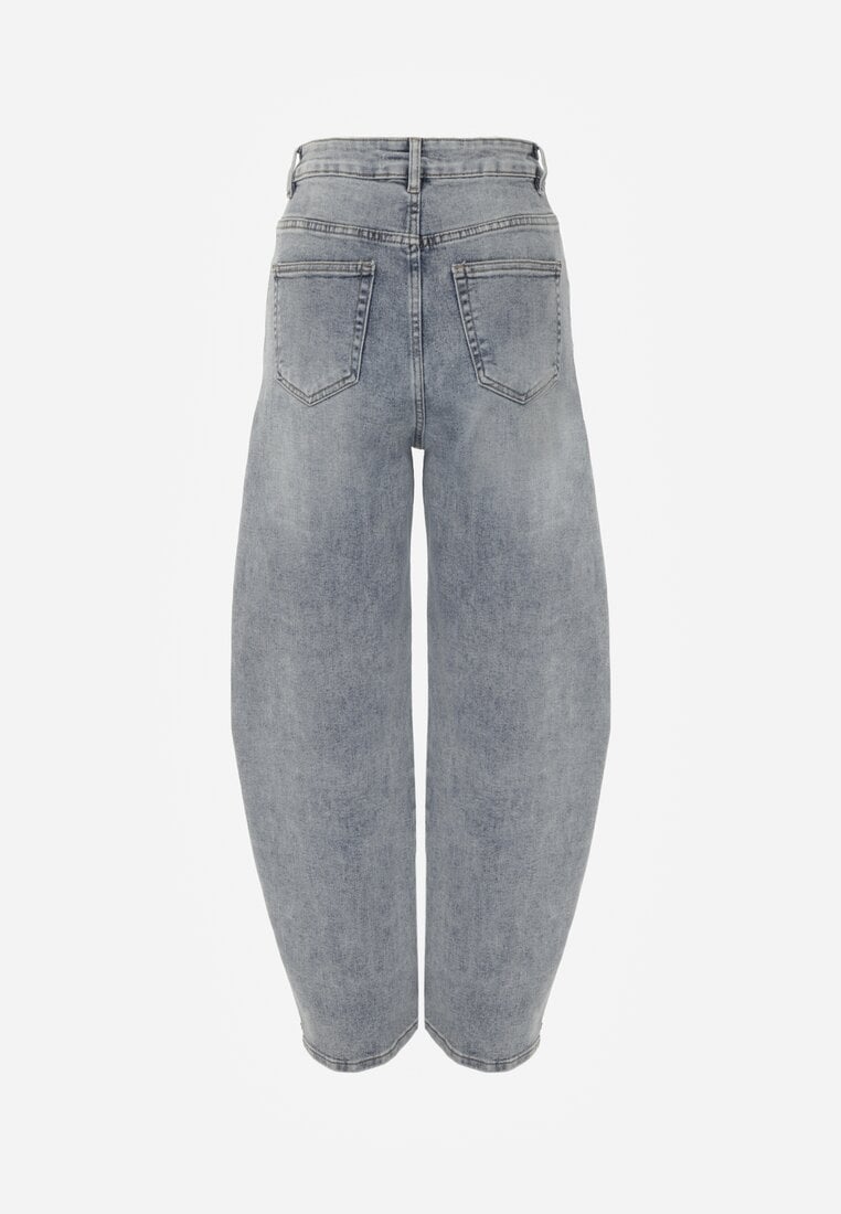 Jasnoniebieskie Jeansy z Bawełny Barrel Leg High Waist Vezorea