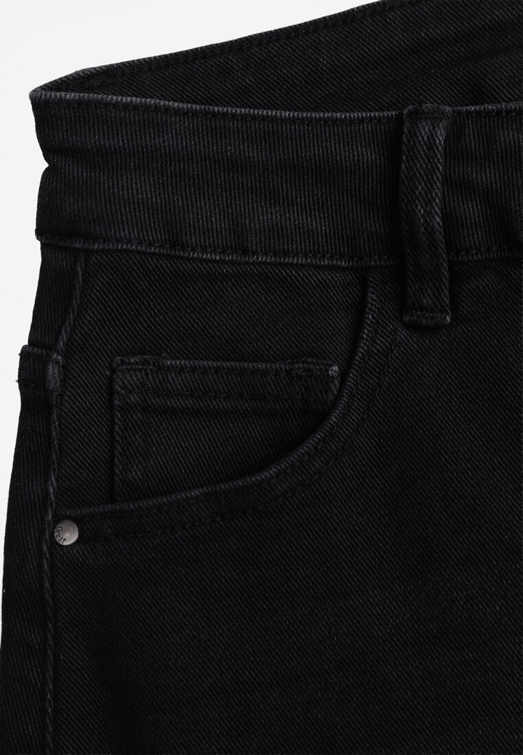Czarne Jeansy Barrel Fit High Waist z Bawełną Rolimia