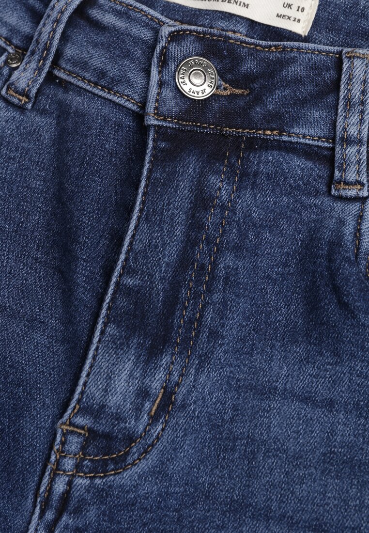 Niebieskie Jeansy Mom Fit Regular Waist z Bawełną Quelovia