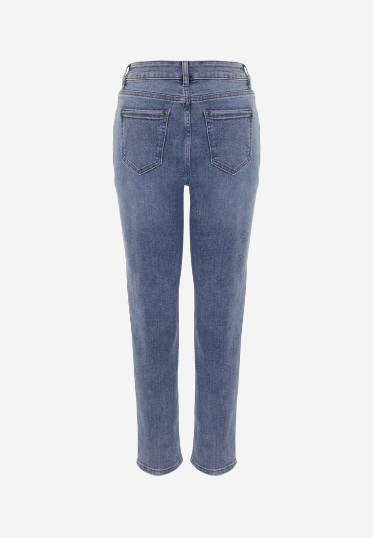 Jasnoniebieskie Jeansy z Bawełną o Fasonie Mom Fit Qastorea