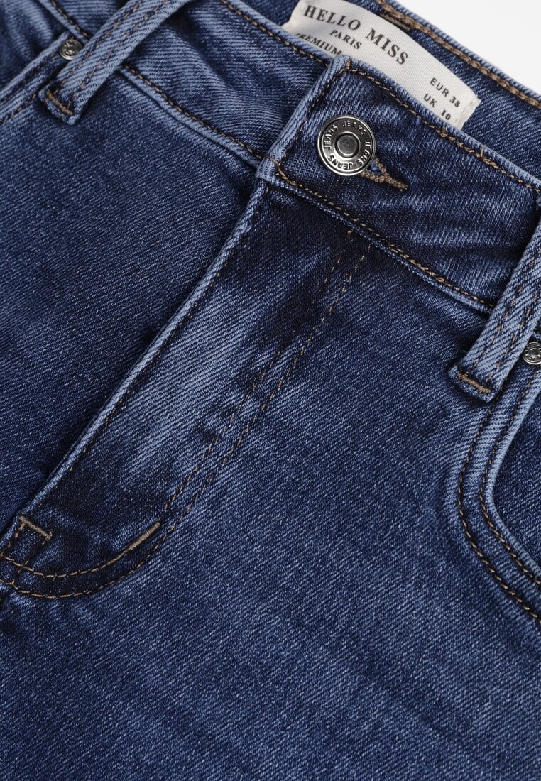 Niebieskie Jeansy z Dodatkiem Bawełny Typu Mom Fit Mastorea