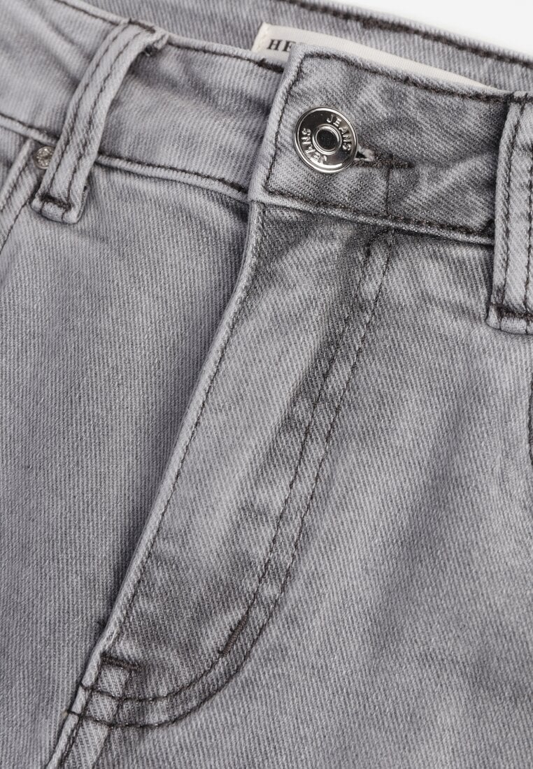 Szare Jeansy o Kroju Regular z Bawełnianego Denimu Timasta