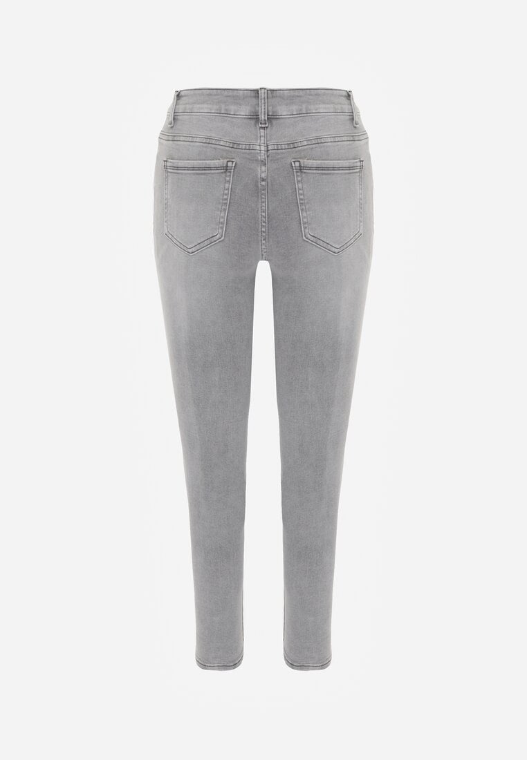 Szare Jeansy o Kroju Regular z Bawełnianego Denimu Timasta