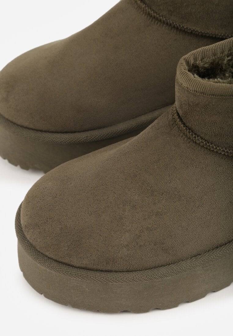 Zielone Krótkie Śniegowce na Grubej Podeszwie Aranwen