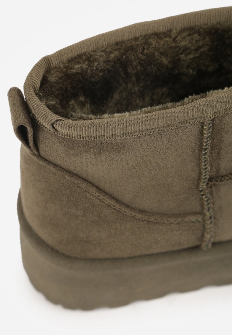 Zielone Krótkie Śniegowce na Grubej Podeszwie Aranwen