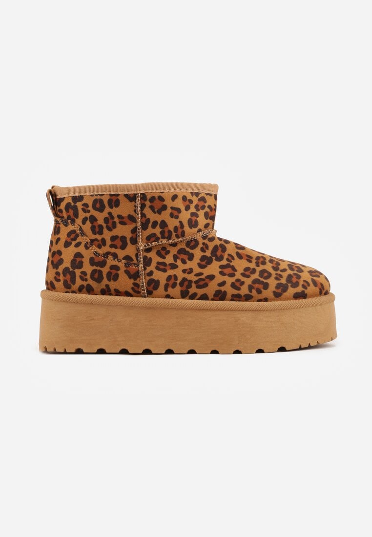 Panterkowe Krótkie Śniegowce na Grubej Podeszwie Aranwen