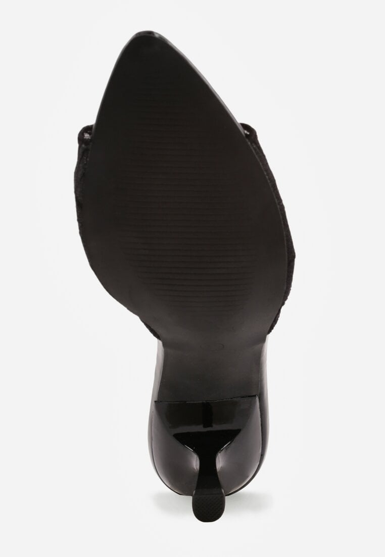 Czarne Koronkowe Klapki na Szpilce Lyvete