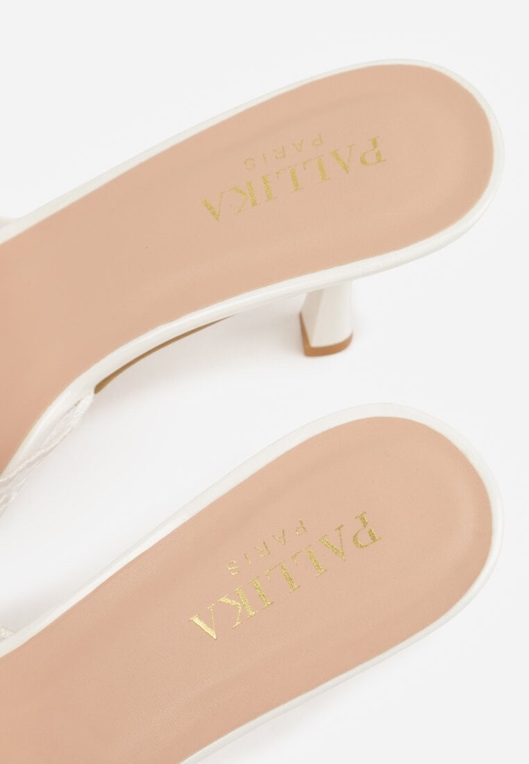 Białe Koronkowe Klapki na Szpilce Lyvete