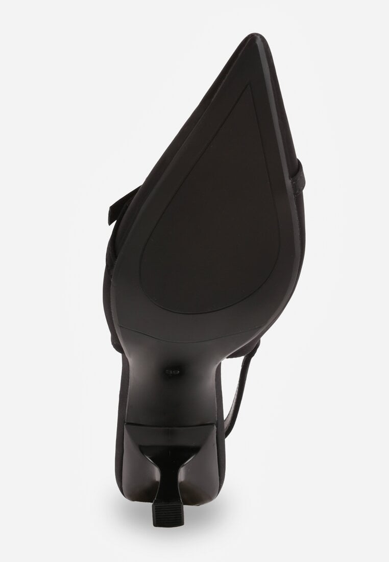 Czarne Sandały Slingback na Klepsydrowym Obcasie Zdobione Klamerką Skodrifa