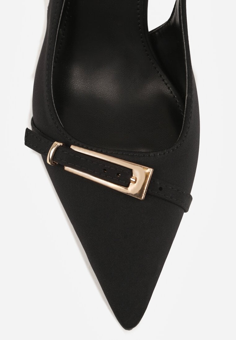 Czarne Sandały Slingback na Klepsydrowym Obcasie Zdobione Klamerką Skodrifa