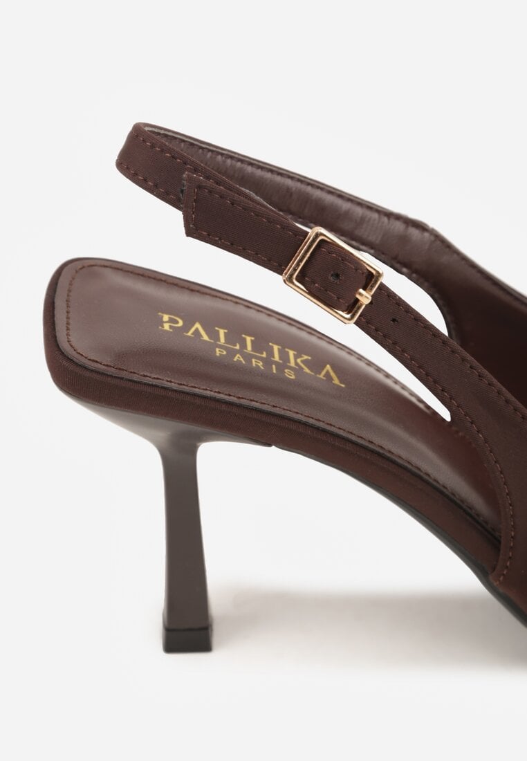 Brązowe Sandały Slingback na Klepsydrowym Obcasie Zdobione Klamerką Skodrifa