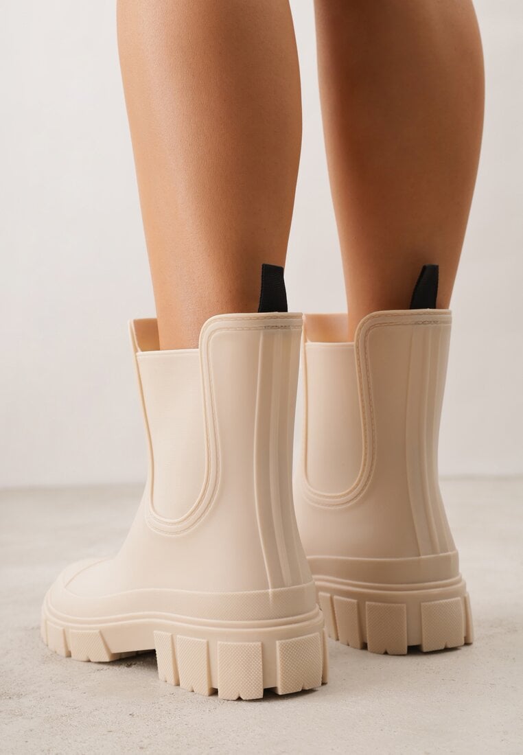 Beżowe Kalosze Typu Sztyblety z Antypoślizgową Podeszwą Volenne