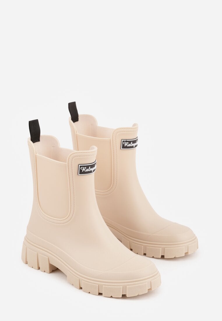 Beżowe Kalosze Typu Sztyblety z Antypoślizgową Podeszwą Volenne