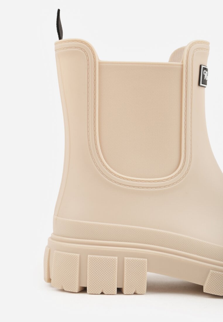Beżowe Kalosze Typu Sztyblety z Antypoślizgową Podeszwą Volenne