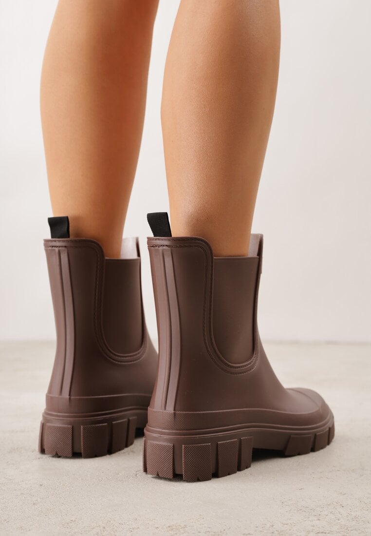 Brązowe Kalosze Typu Sztyblety z Antypoślizgową Podeszwą Volenne