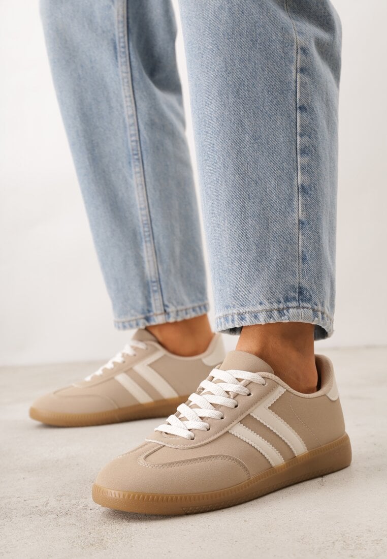 Beżowe Sneakersy Typu Klasyczne Tenisówki Kilice