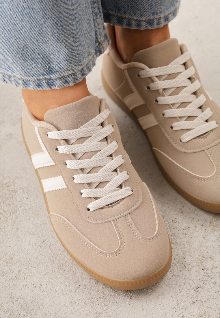 Beżowe Sneakersy Typu Klasyczne Tenisówki Kilice