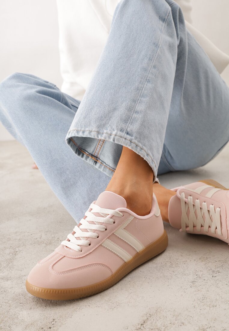 Różowe Sneakersy Typu Klasyczne Tenisówki Kilice