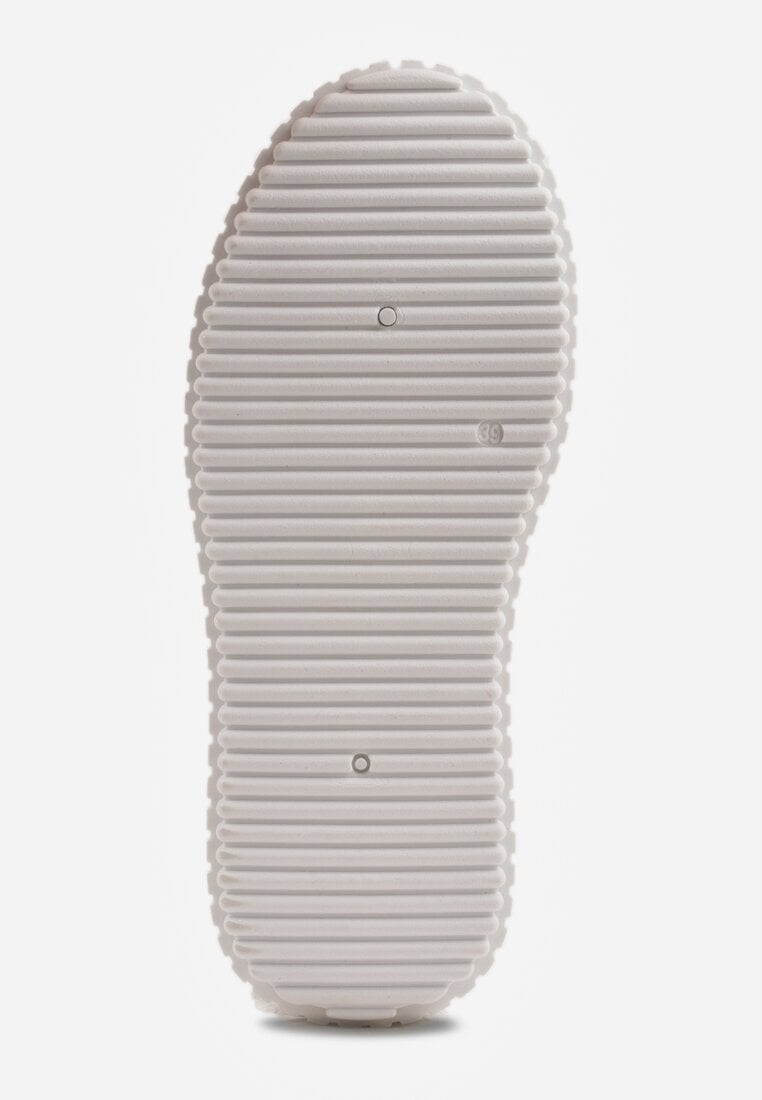 Białe Sneakersy na Platformie z Cholewką z Koronką i Brokatem Chada