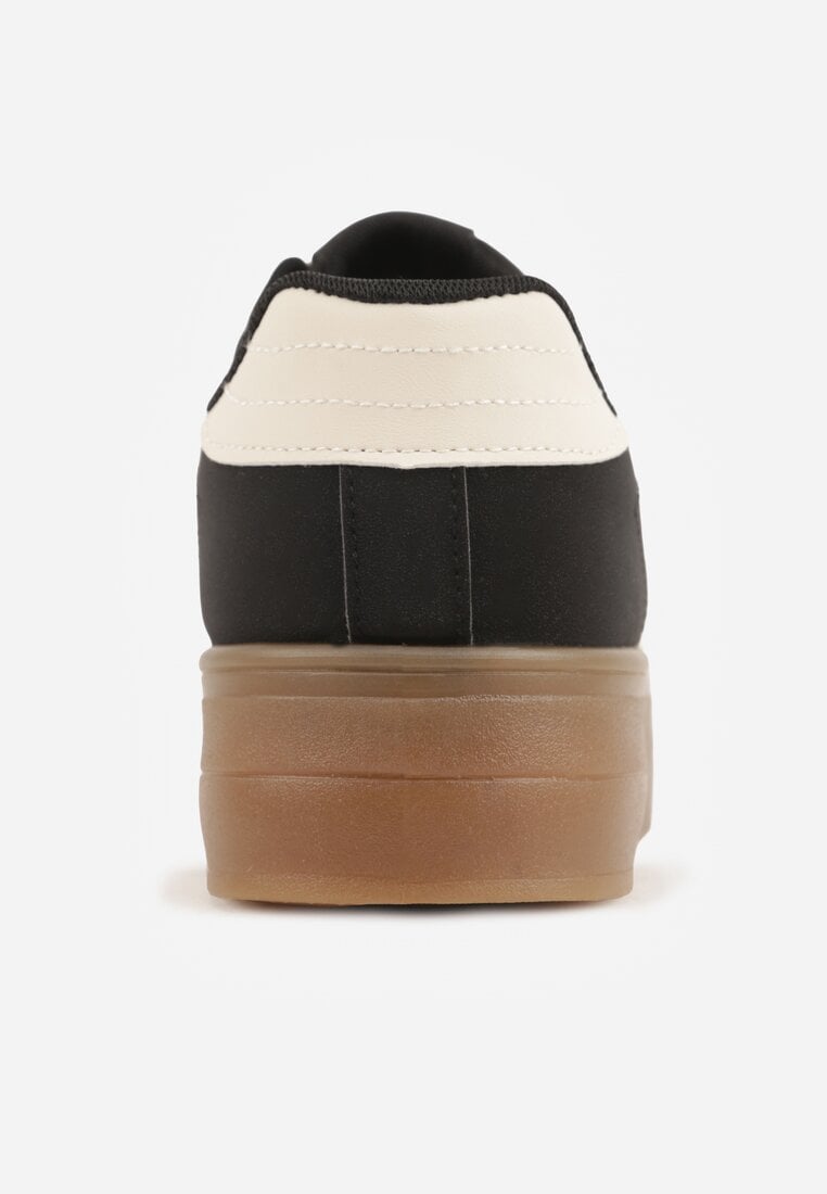 Czarne Sneakersy w Stylu Klasycznych Tenisówek na Grubej Podeszwie Yenoinne